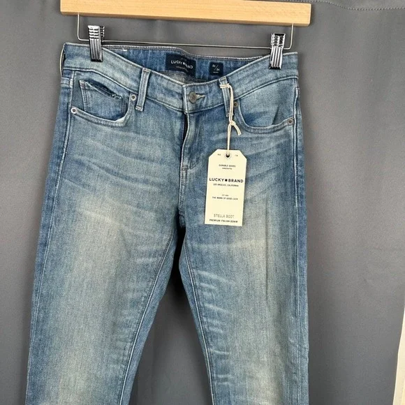 Lucky Brand Stella Boot Low Rise Italian Denim Jeans Waterstop Blue 00/24 Ankle - Picture 2 of 11